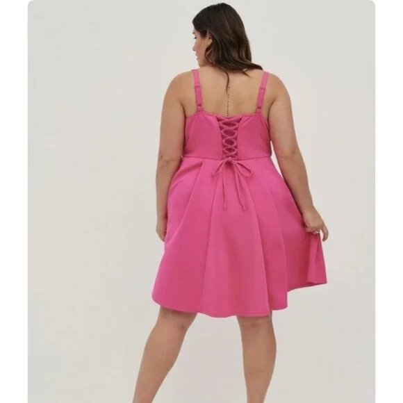 Torrid Mini Scuba Skater Dress Pink Glo 2X - Picture 4 of 16